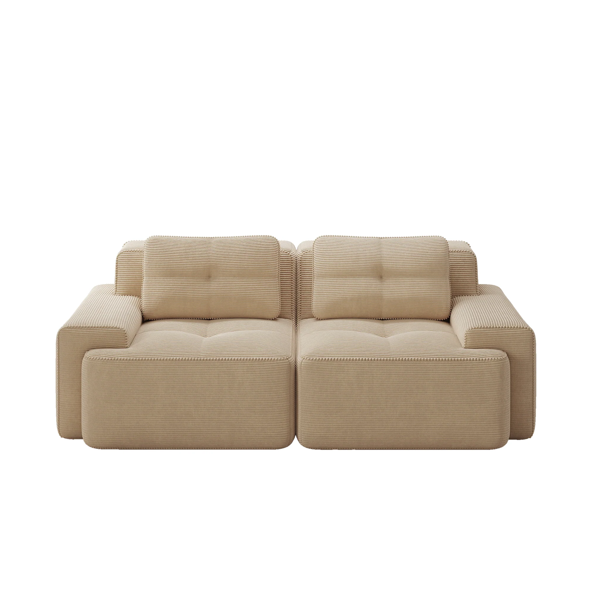 Boneless Modular Sofa Deep Seat Sleeper - Corduroy Beige - Image 6
