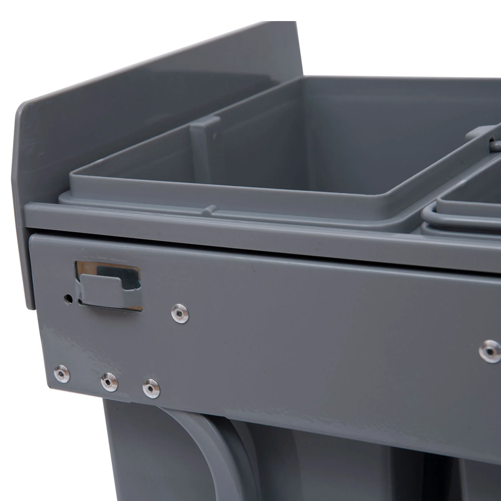 Built-in Waste Bin 40L Pull-Out 3 Compartments for 400mm Cabinets, Grey - Image 7