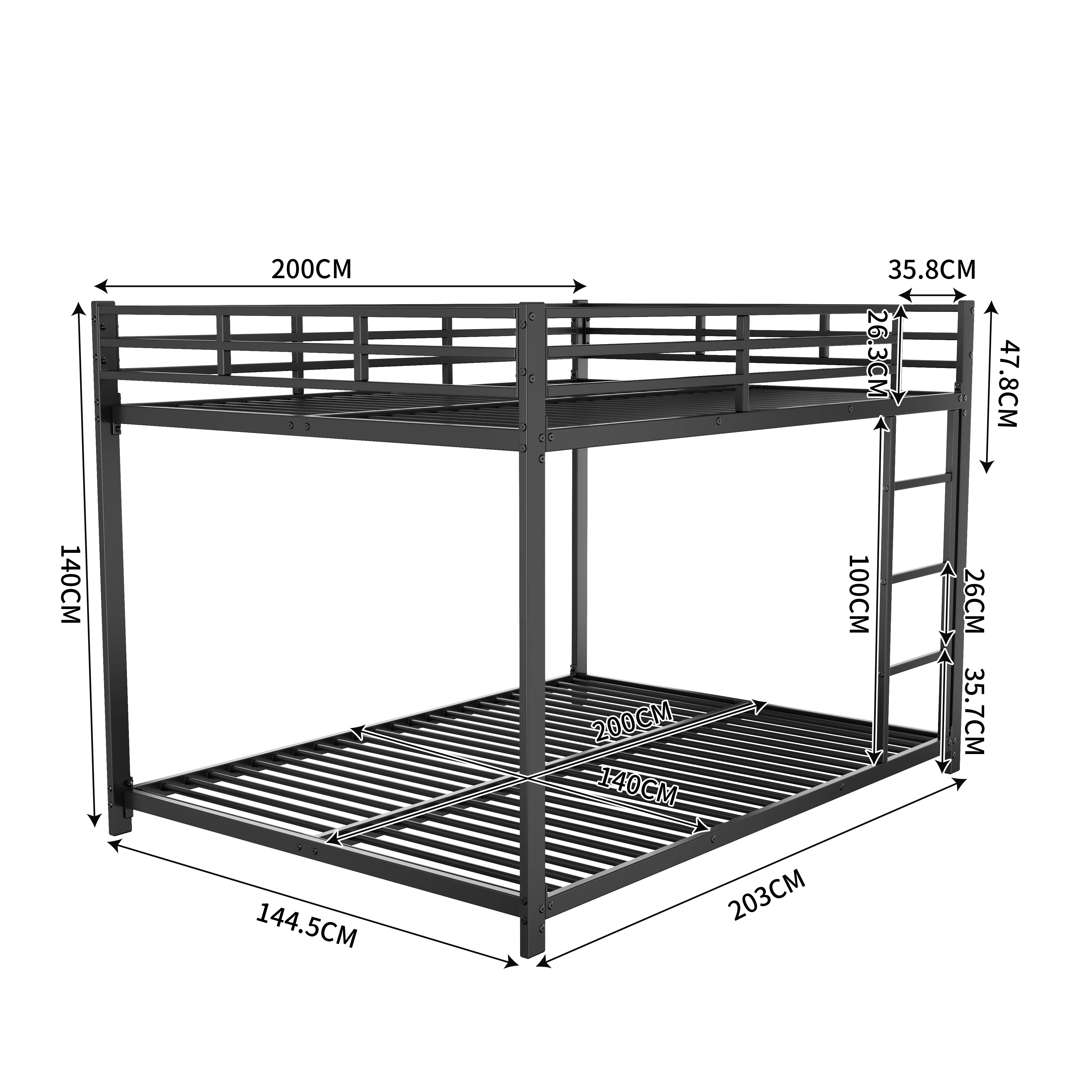 Bunk Bed 140x200 Classic Iron Frame - Black - Image 5