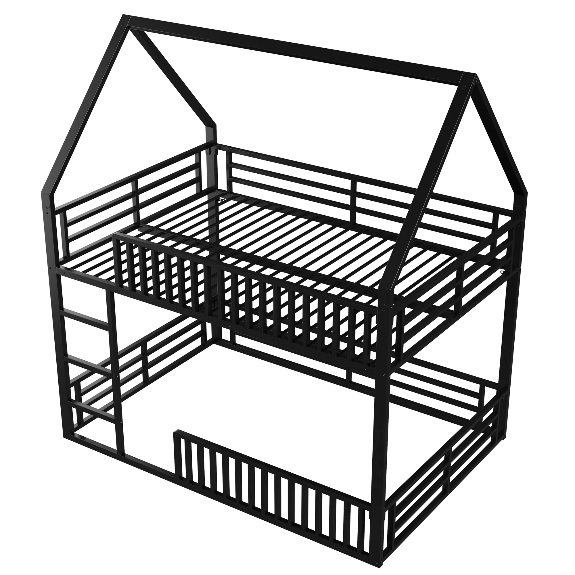 Bunk Bed 140x200 House Design Fence LED Light - Black - Image 7