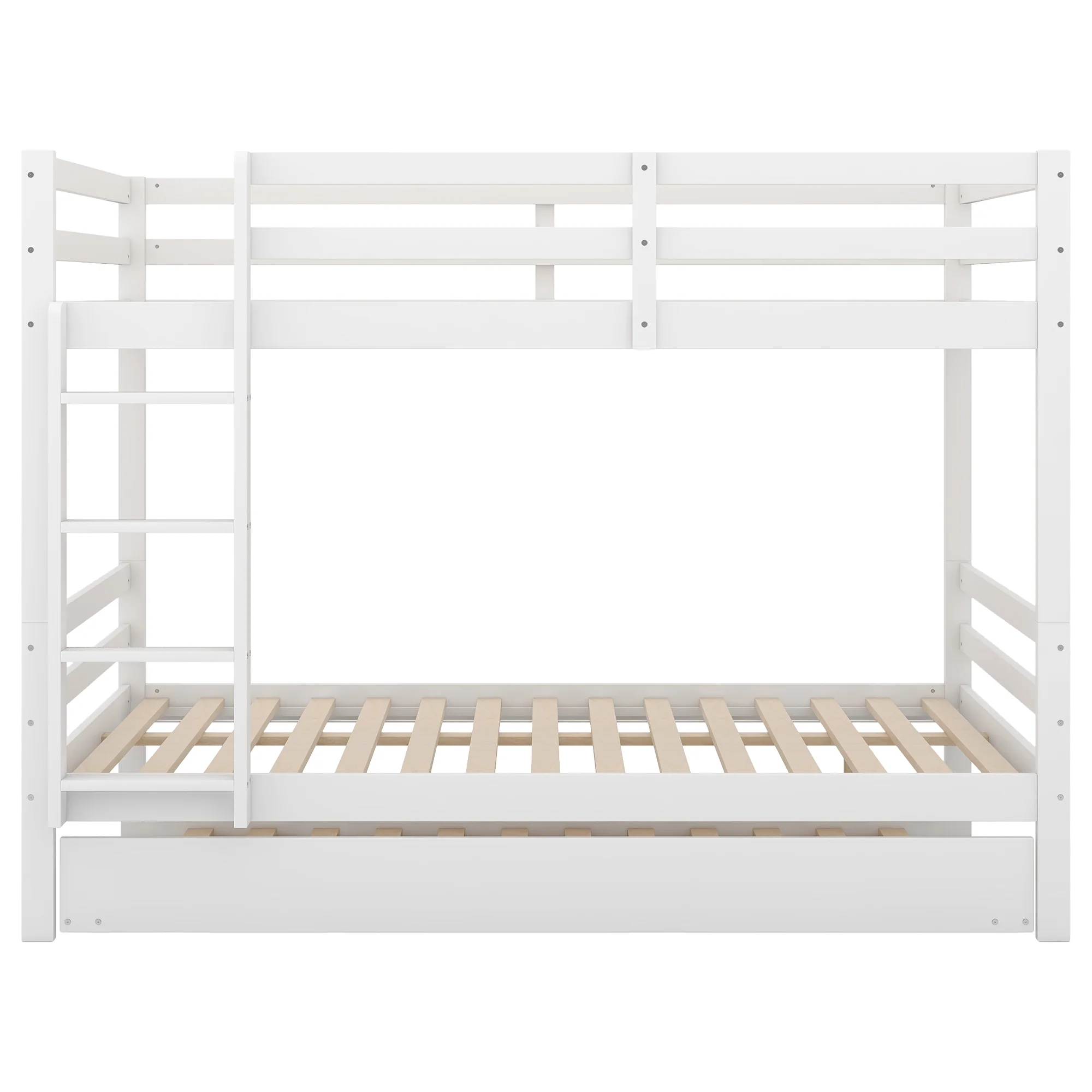 Bunk Bed 140x200cm Pull-Out Bed Sturdy Stairs - White - Image 8
