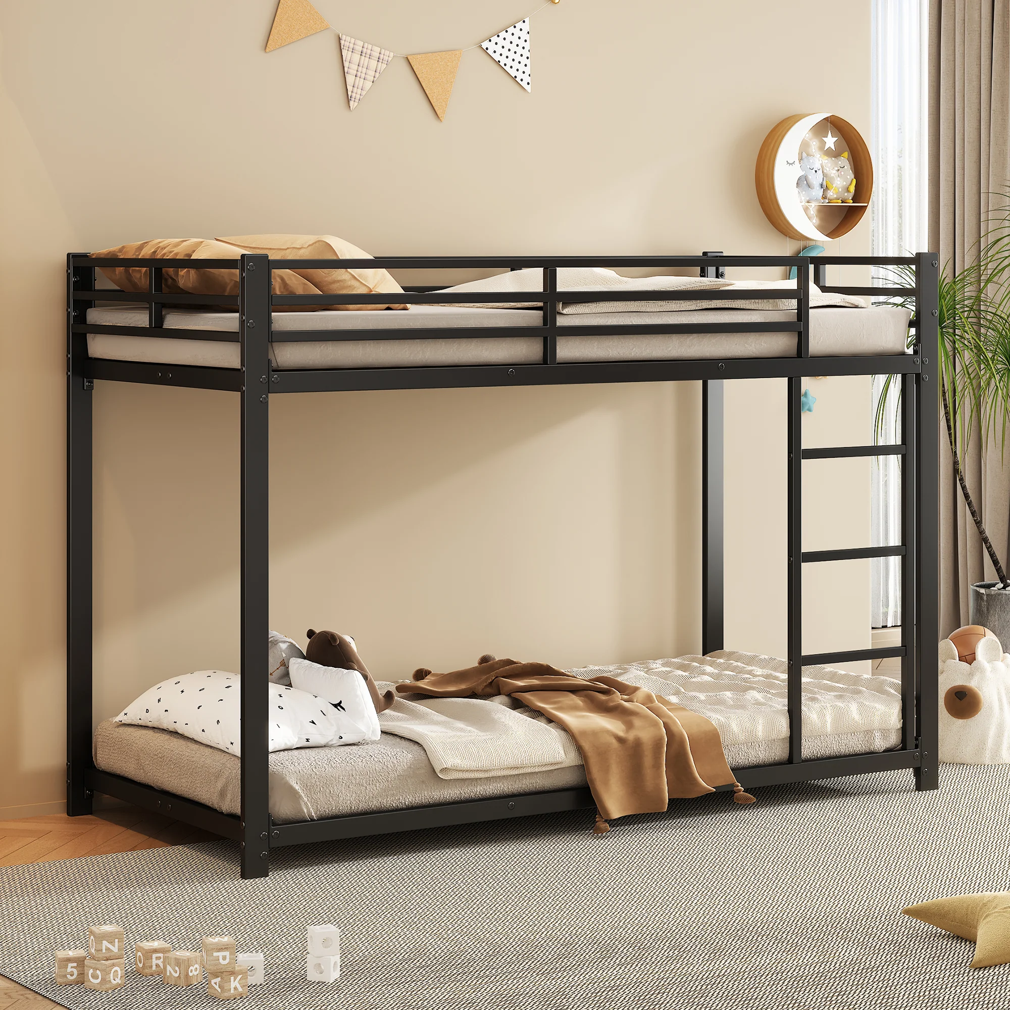 Bunk Bed 90x200 Classic Iron Frame - Black - Image 2