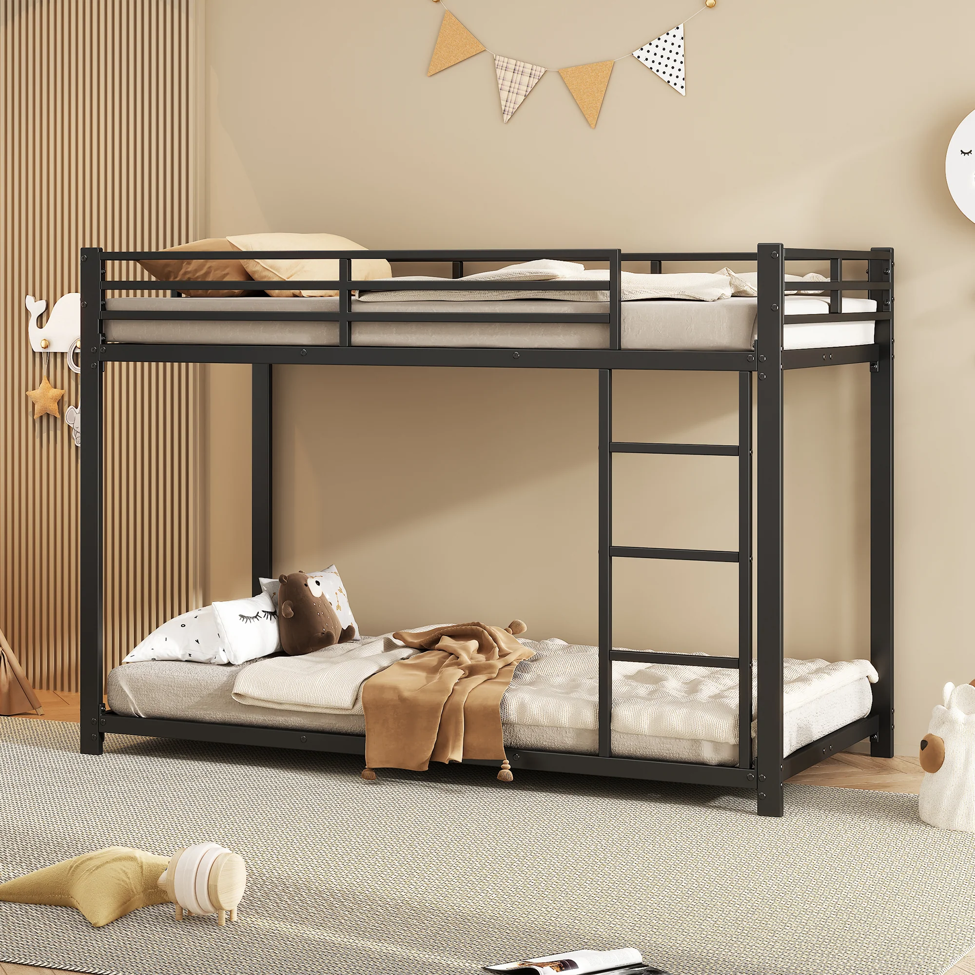 Bunk Bed 90x200 Classic Iron Frame - Black - Image 3