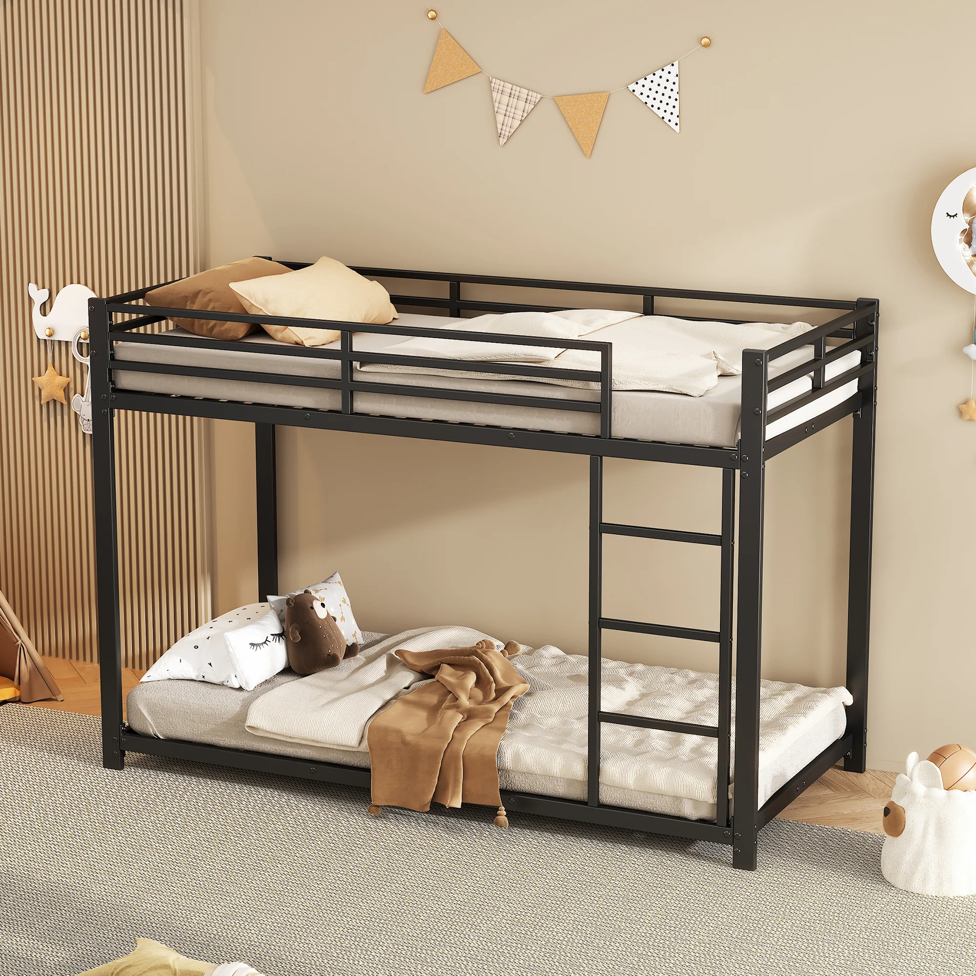 Bunk Bed 90x200 Classic Iron Frame - Black - Image 4