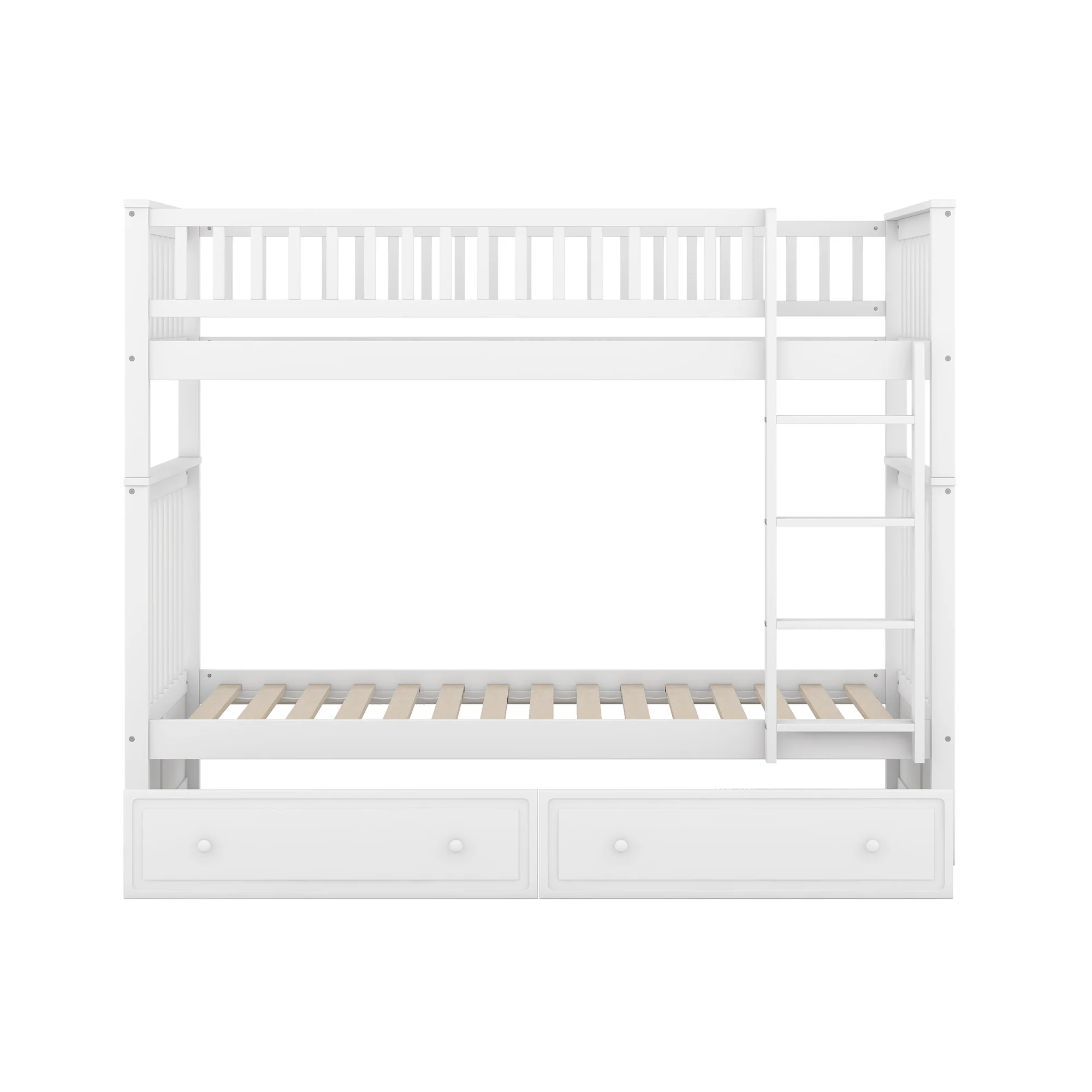 Bunk Bed 90x200cm Convertible with Drawers - White - Image 10
