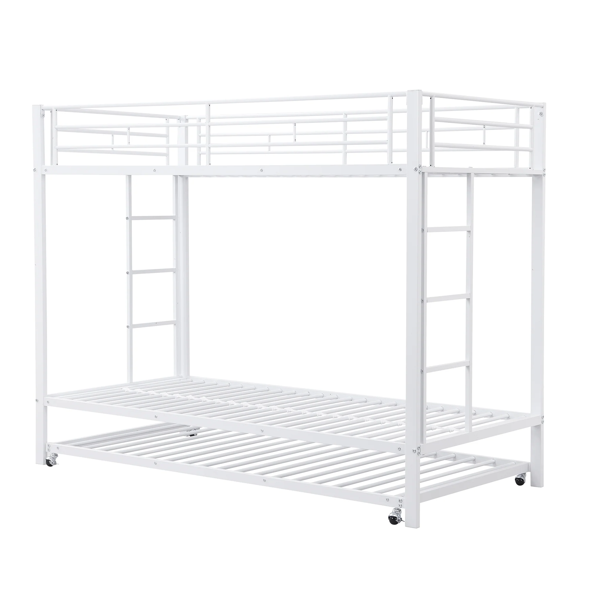 Bunk Bed 90x200cm Pull-out Bed High Railings - White - Image 10