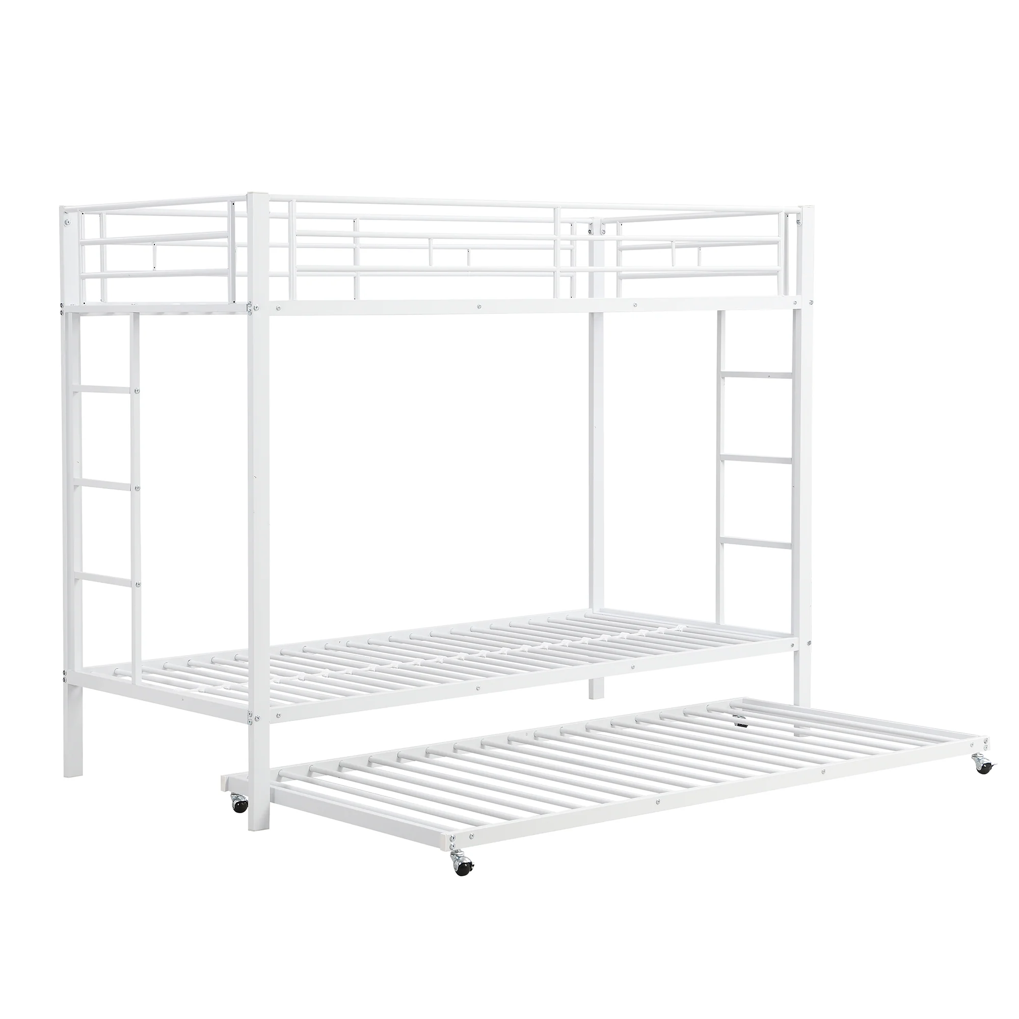 Bunk Bed 90x200cm Pull-out Bed High Railings - White - Image 7