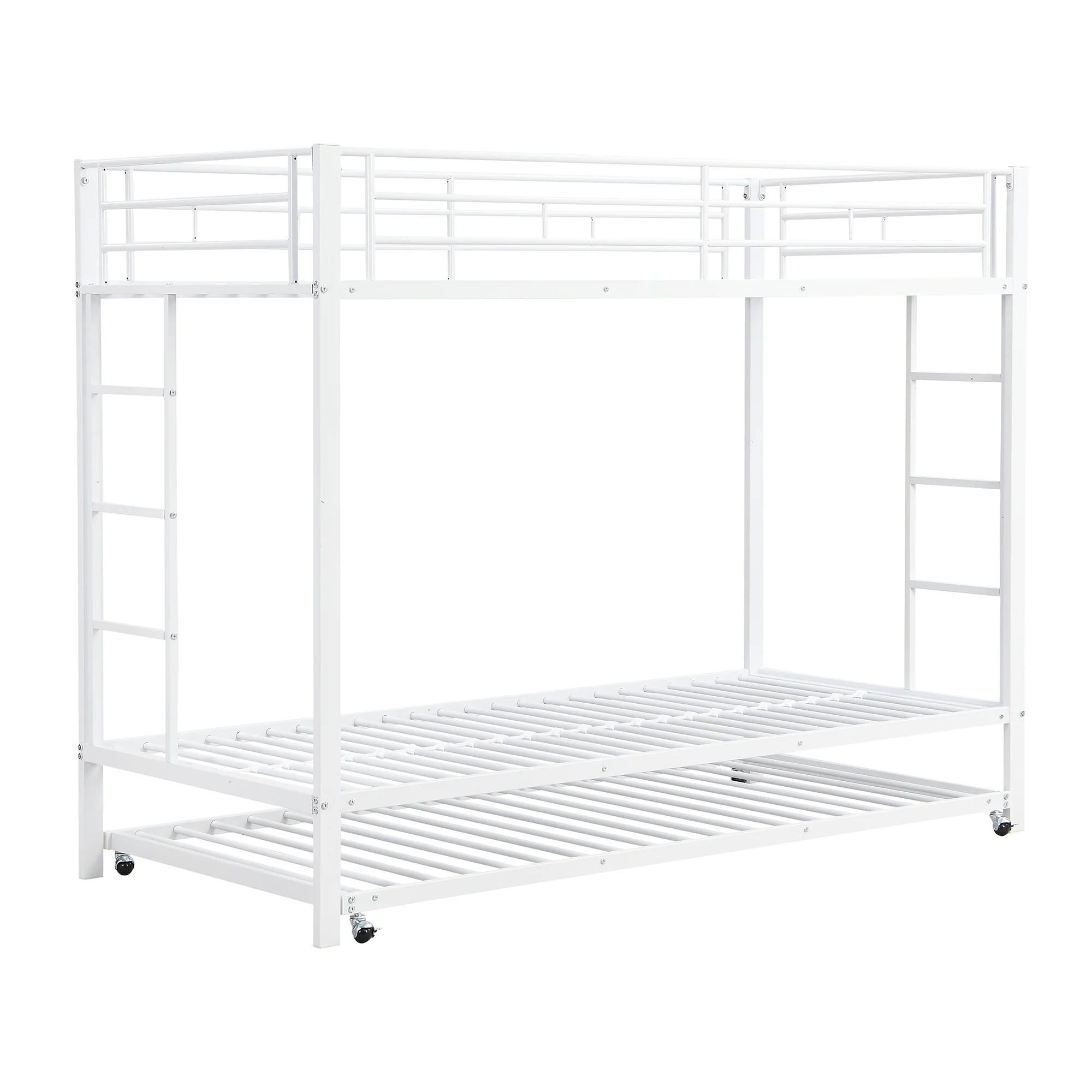 Bunk Bed 90x200cm Pull-out Bed High Railings - White - Image 8
