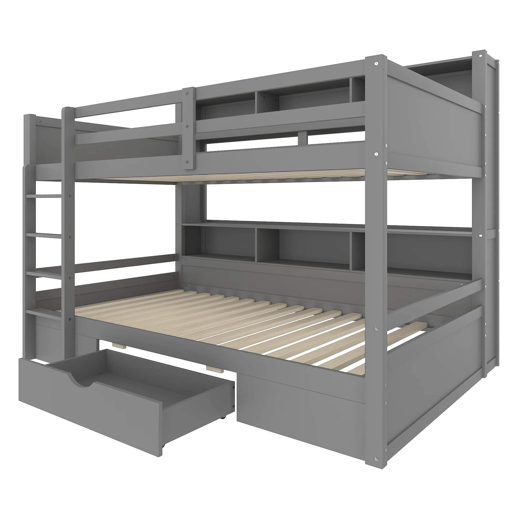 Bunk Bed 90x200cm Single Bed with Drawers Storage Without Mattress Grey - Image 7
