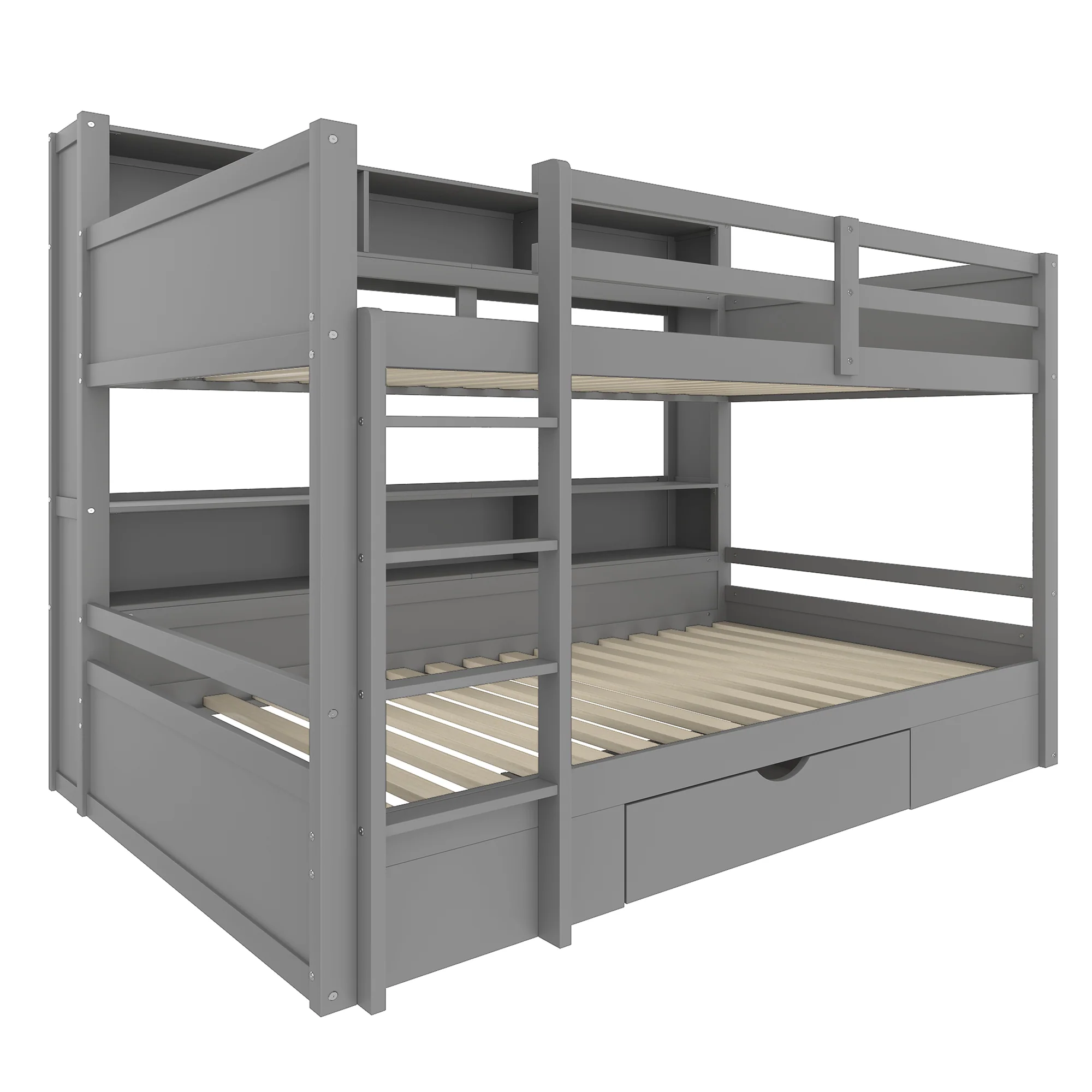 Bunk Bed 90x200cm Single Bed with Drawers Storage Without Mattress Grey - Image 8