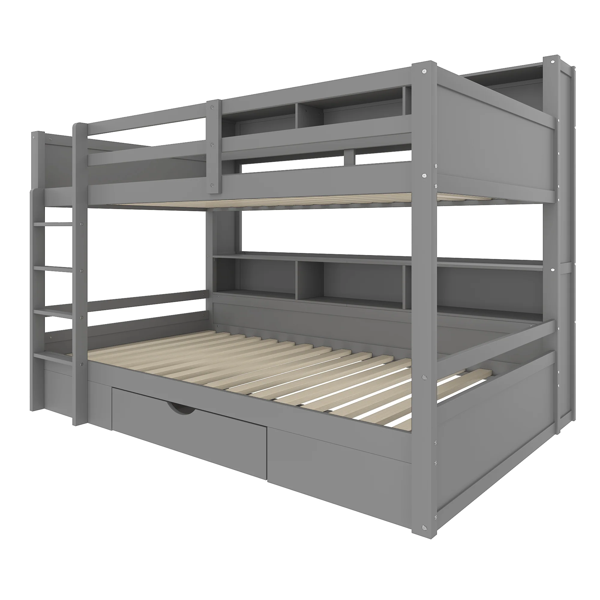 Bunk Bed 90x200cm Single Bed with Drawers Storage Without Mattress Grey - Image 9