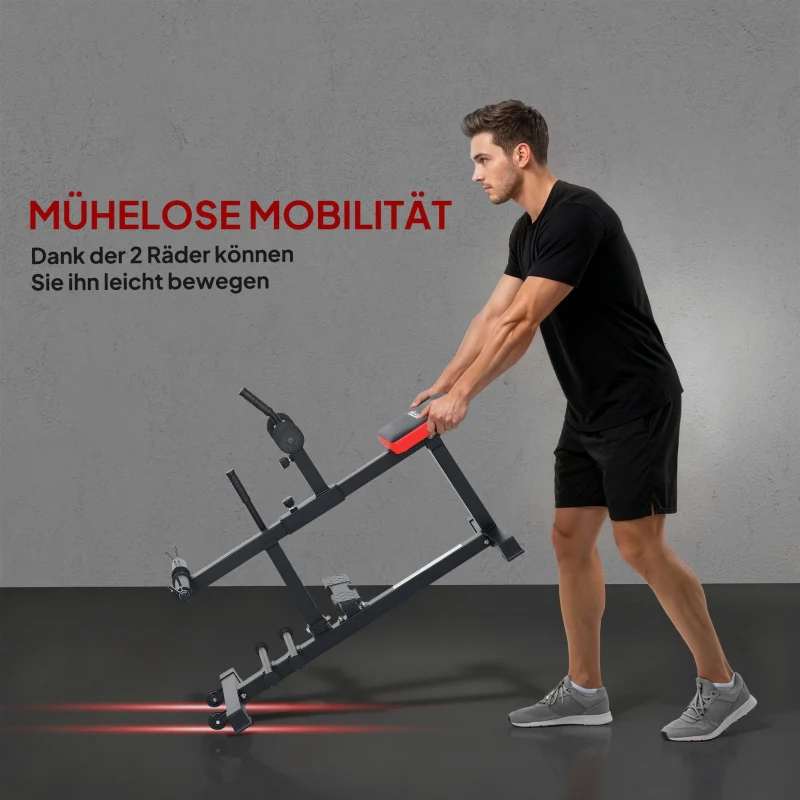 Calf Raise Machine Leg Training Bench with Wheels - Black Steel - Image 6