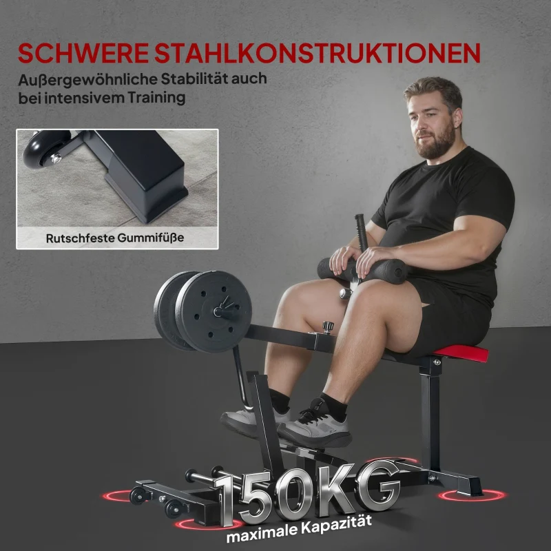 Calf Raise Machine Leg Training Bench with Wheels - Black Steel - Image 7