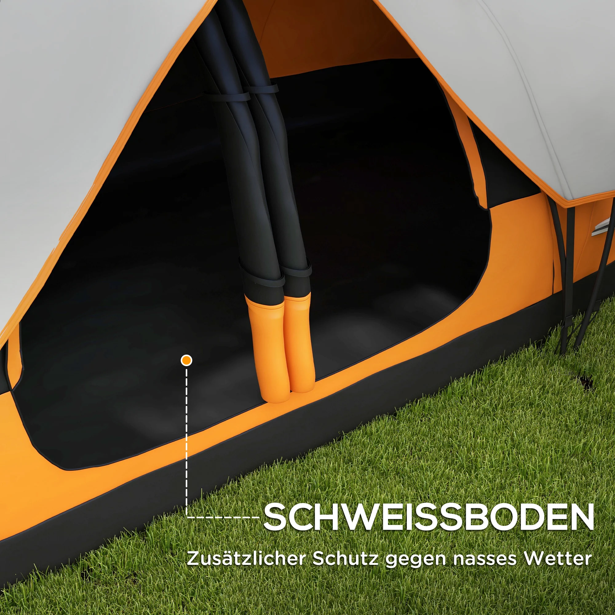 Camping Tent, Tunnel Tent 8-Person 2 Rooms Windproof 2000mm Water-Repellent, Orange - Image 6