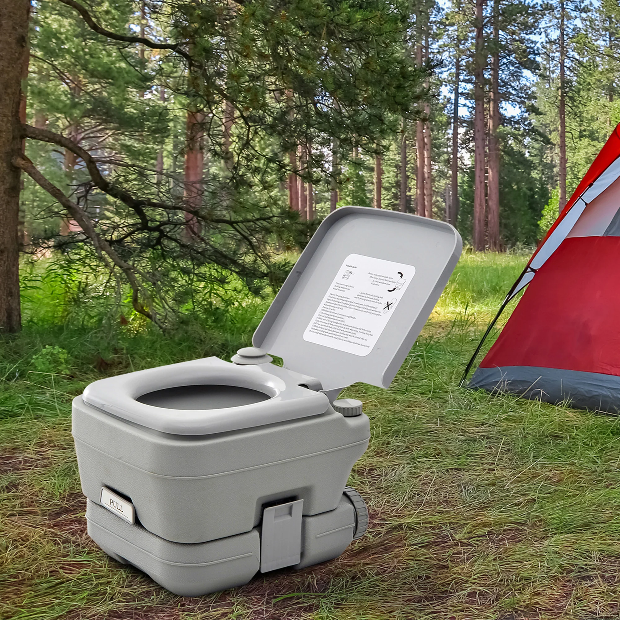 Camping Toilet Foldable Dry Composting 200kg Capacity, Grey - Image 2