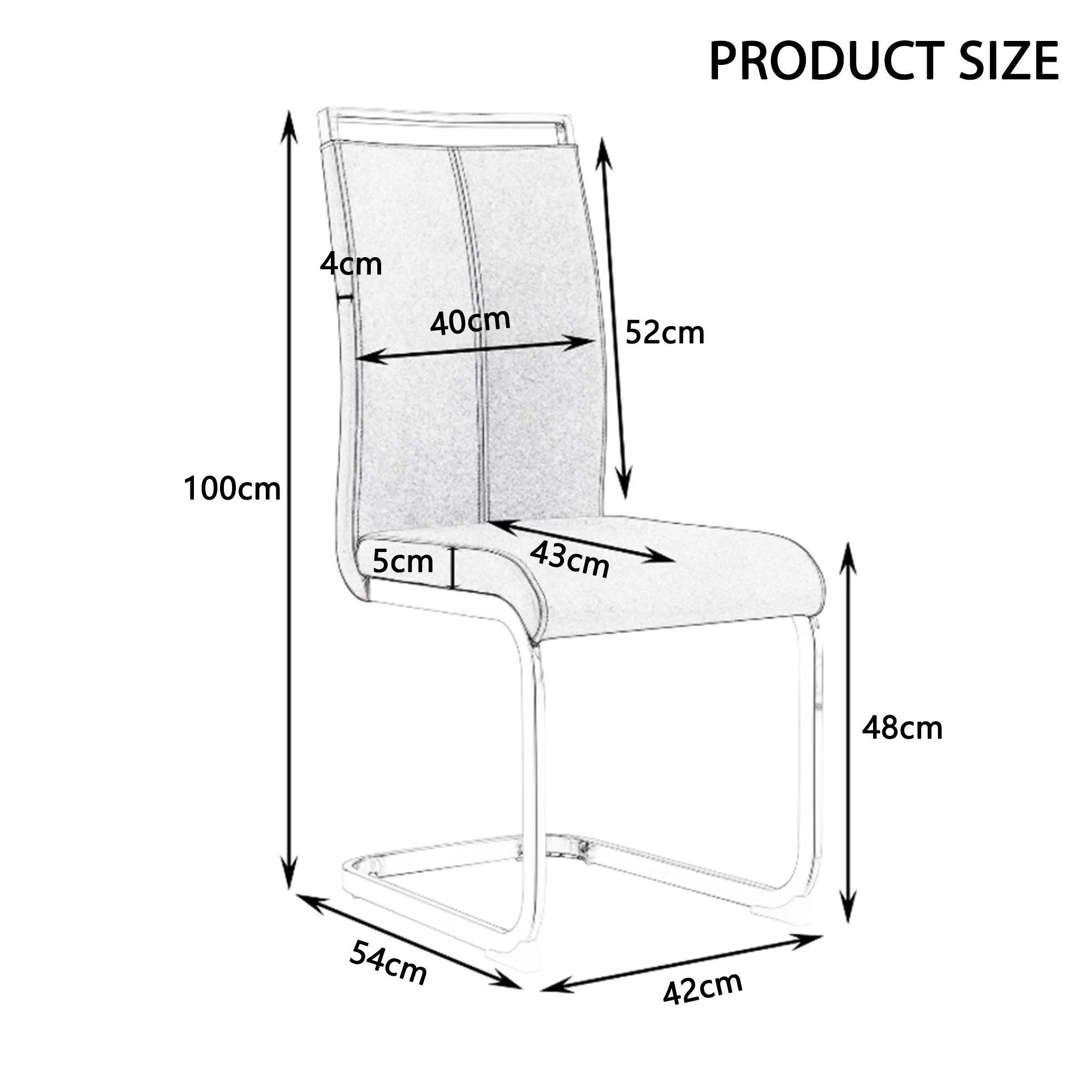 Cantilever Chair Set of 4 Chrome-Plated 120kg Faux Leather White - Image 6