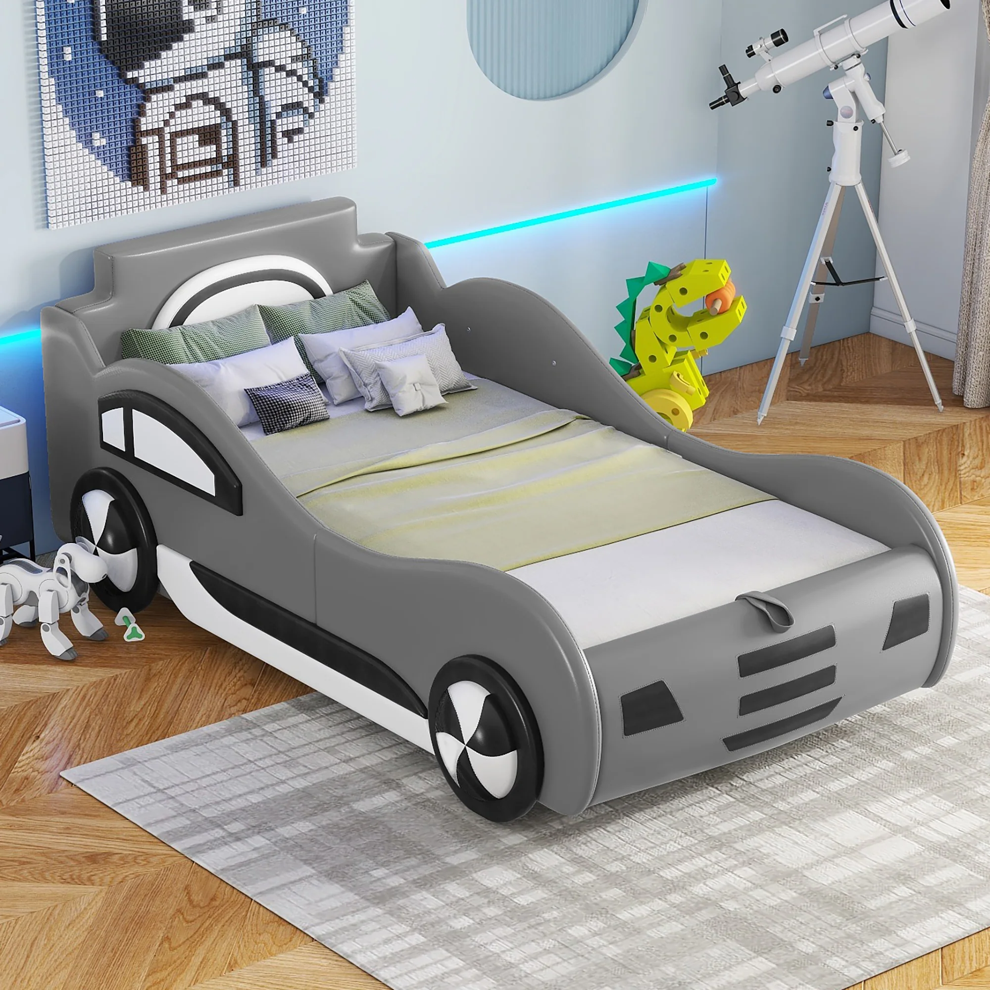 Car Bed 90x200cm Under-Bed Storage - Grey - Image 2