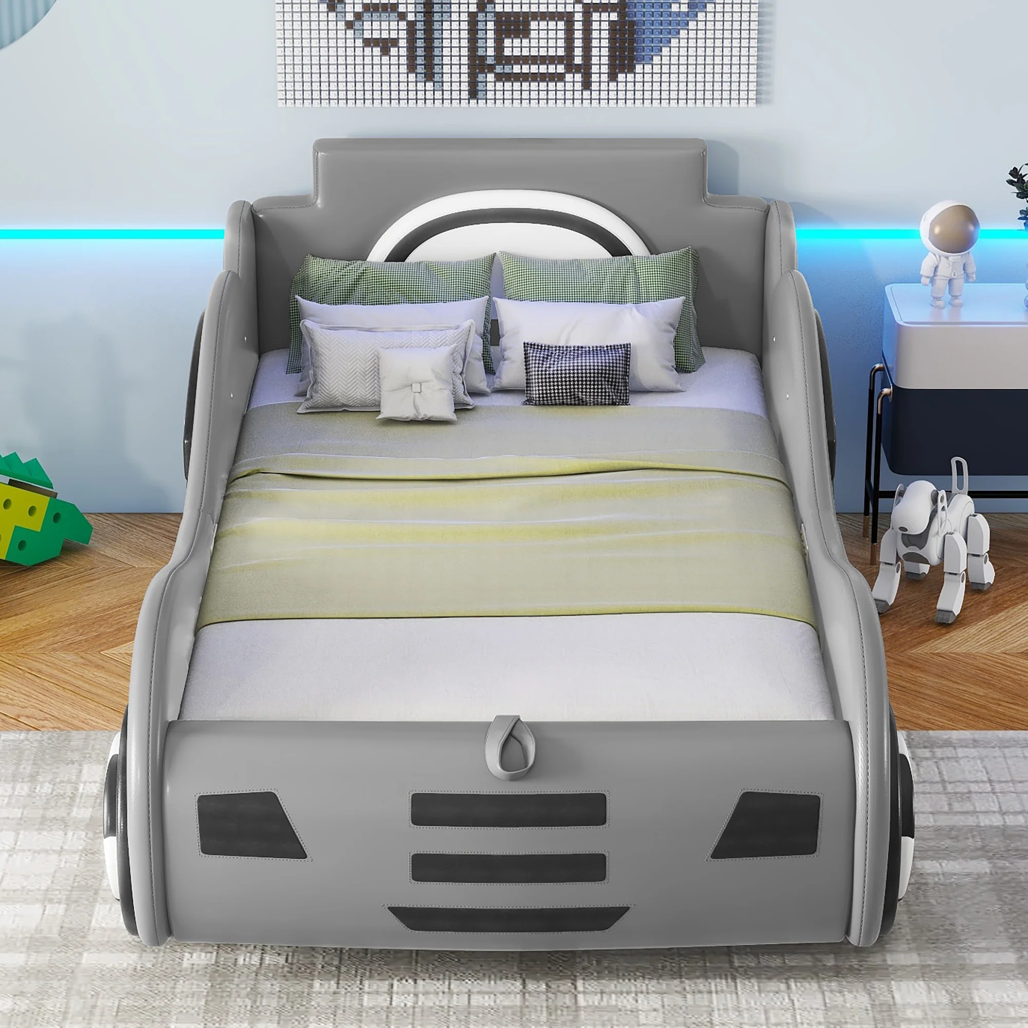 Car Bed 90x200cm Under-Bed Storage - Grey - Image 3