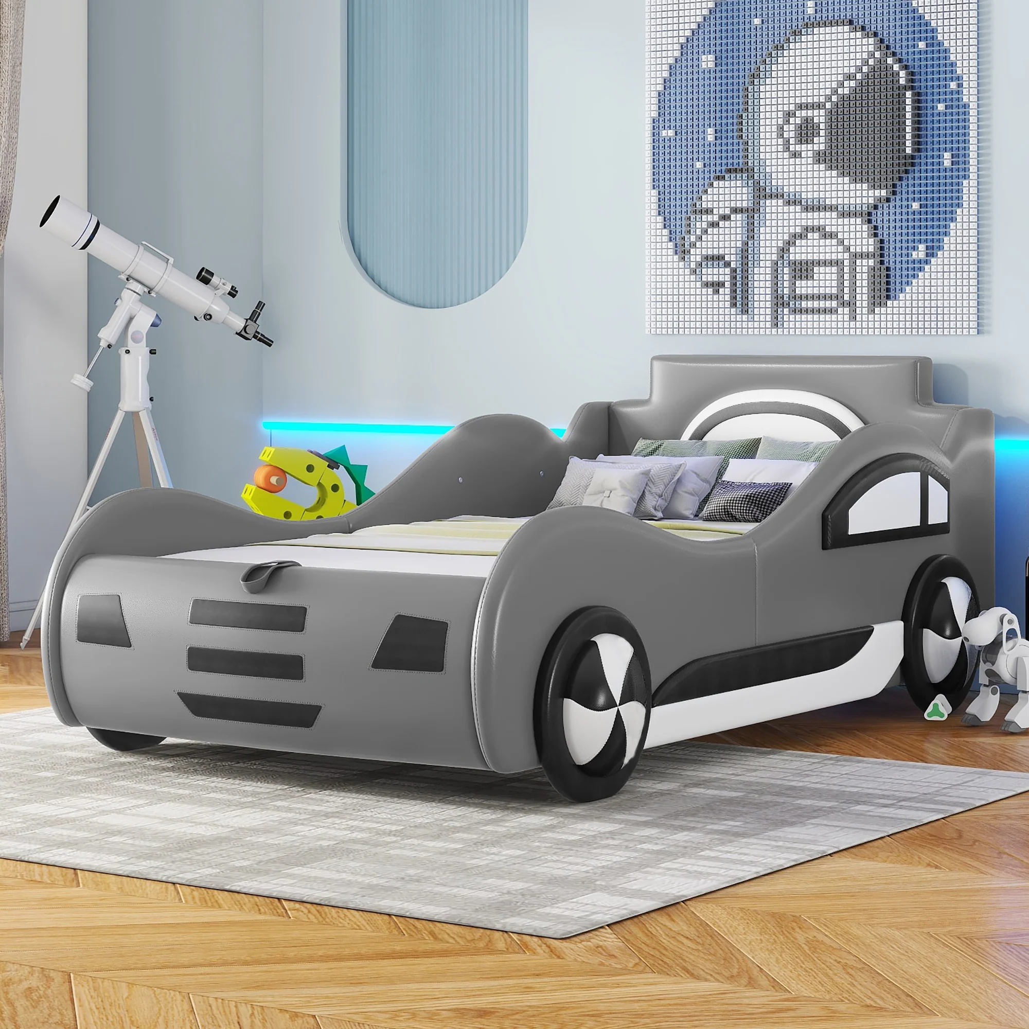 Car Bed 90x200cm Under-Bed Storage - Grey - Image 4