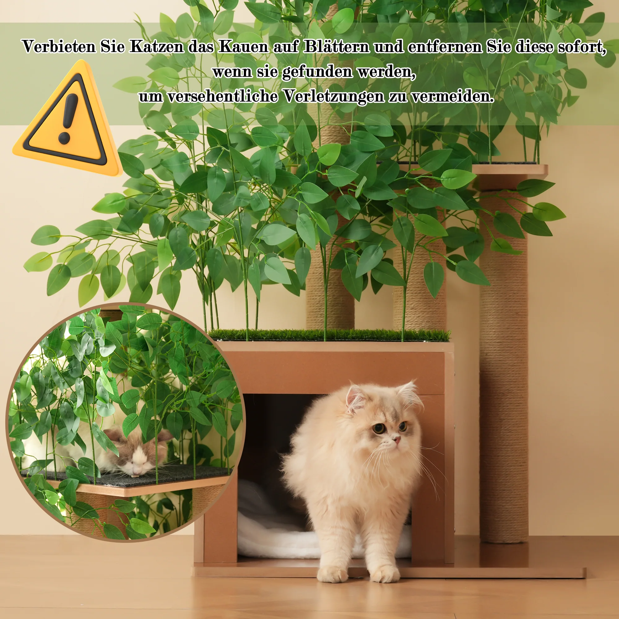Cat Tree 190cm Tall Tree-Shaped 4 Platforms with Cat Holes Scratch-Resistant MDF - Image 10