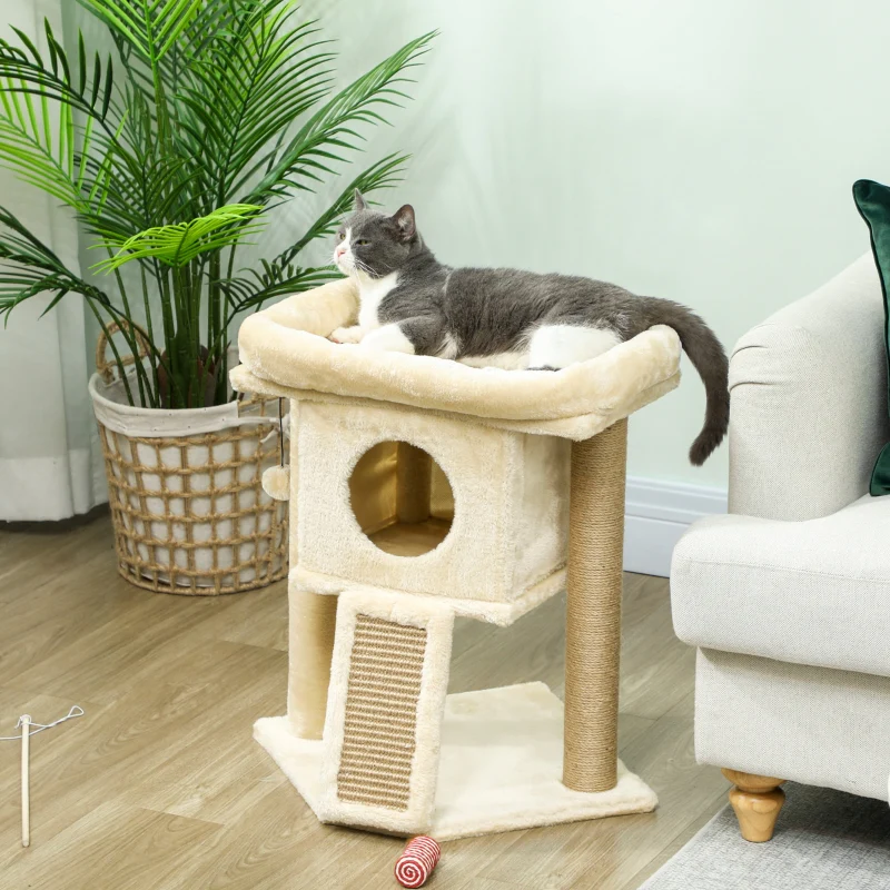 Cat Tree, Jute Scratching Mat, Cat House, Beige - Image 2