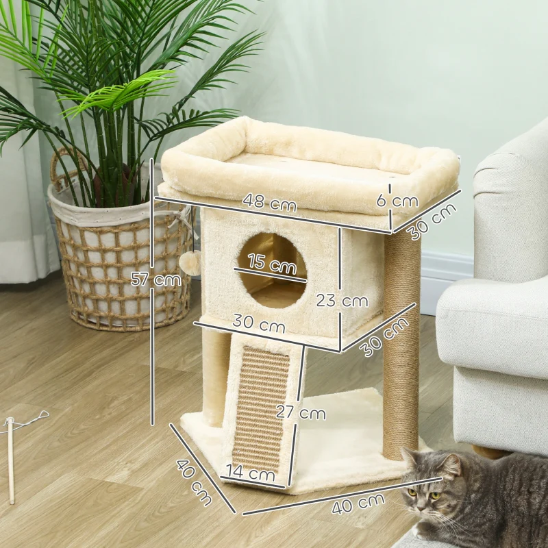Cat Tree, Jute Scratching Mat, Cat House, Beige - Image 3
