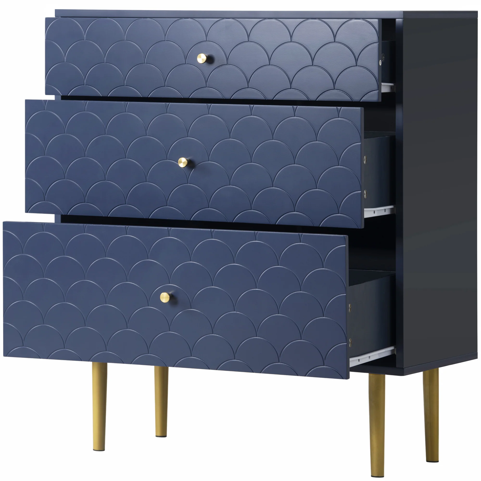 Chest of Drawers 3-Drawer Sideboard Highboard - Navy Blue - Image 10