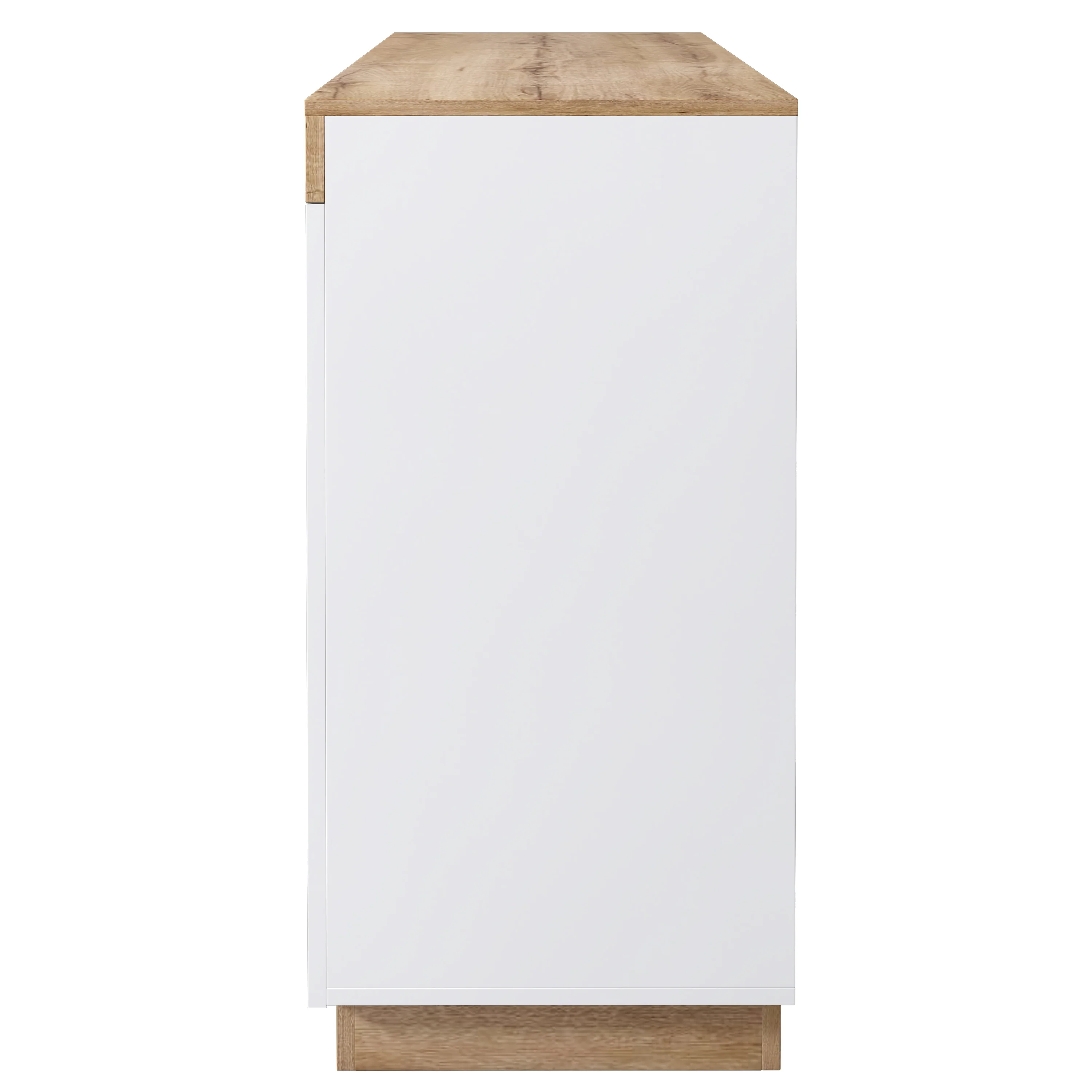 Chest of Drawers 3 Drawers 2 Doors Lockable Storage - White/Oak Chipboard - Image 10