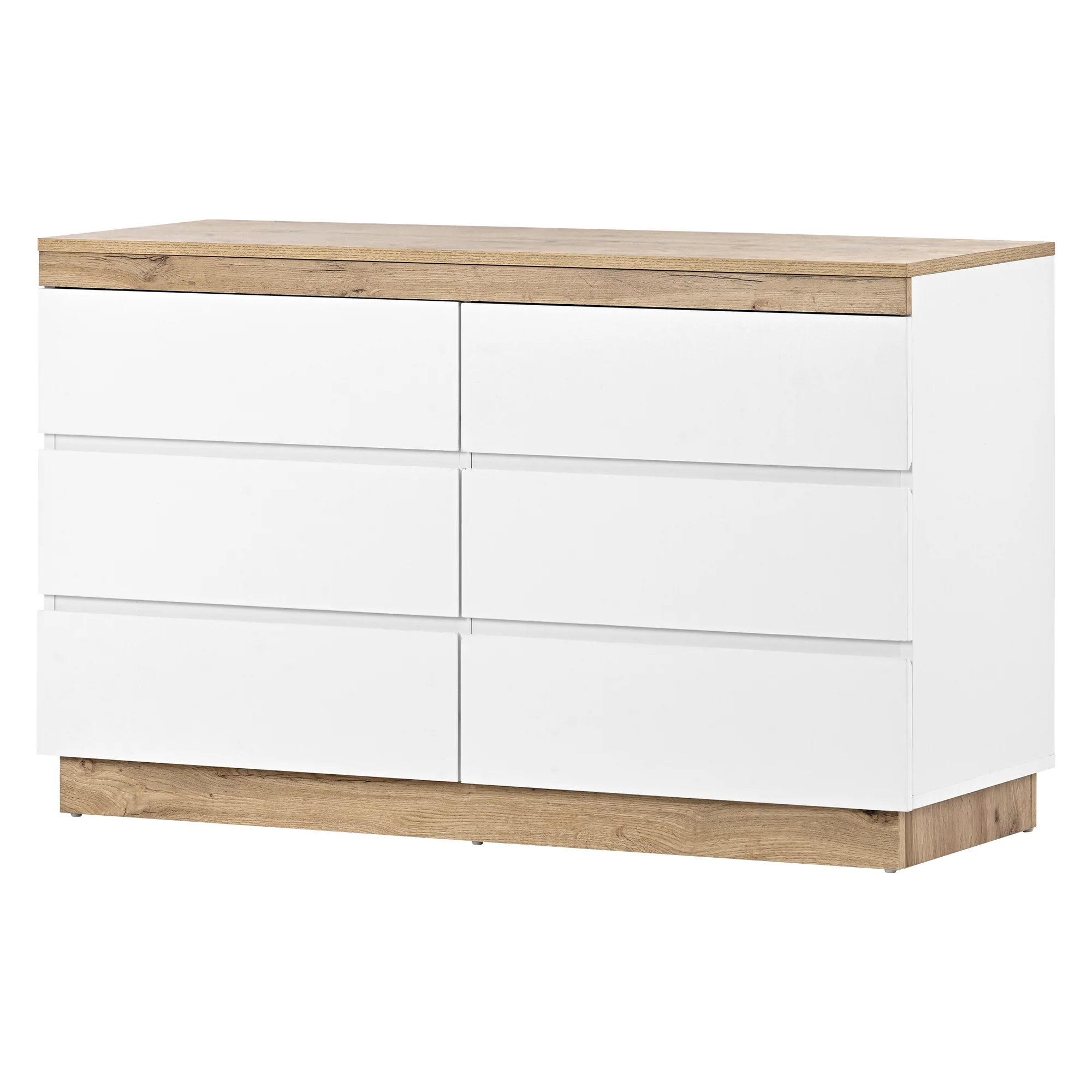 Chest of Drawers with 6 Drawers Lockable Storage for Bedroom & Living Room White/Oak E1 Chipboard - Image 8