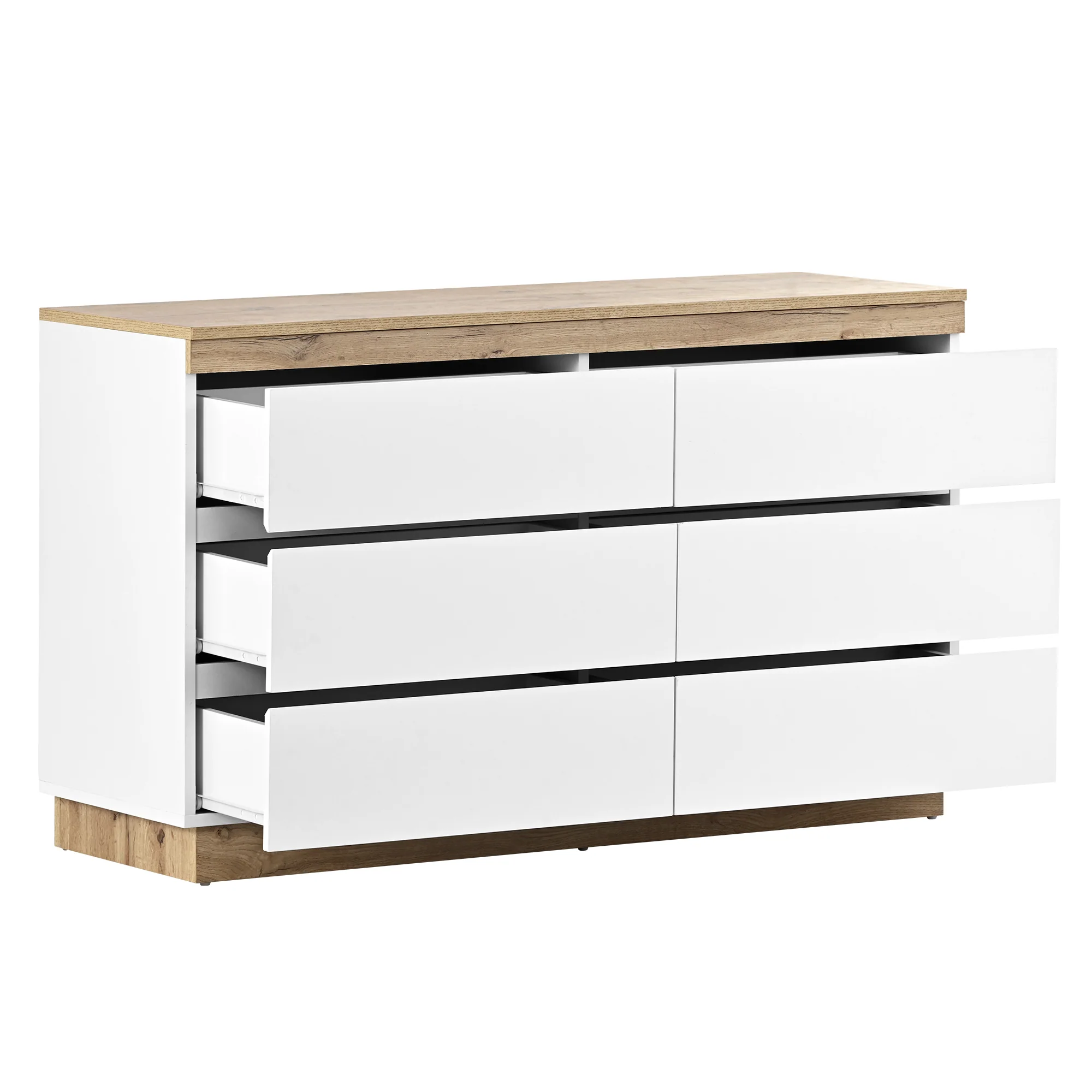 Chest of Drawers with 6 Drawers Lockable Storage for Bedroom & Living Room White/Oak E1 Chipboard - Image 9