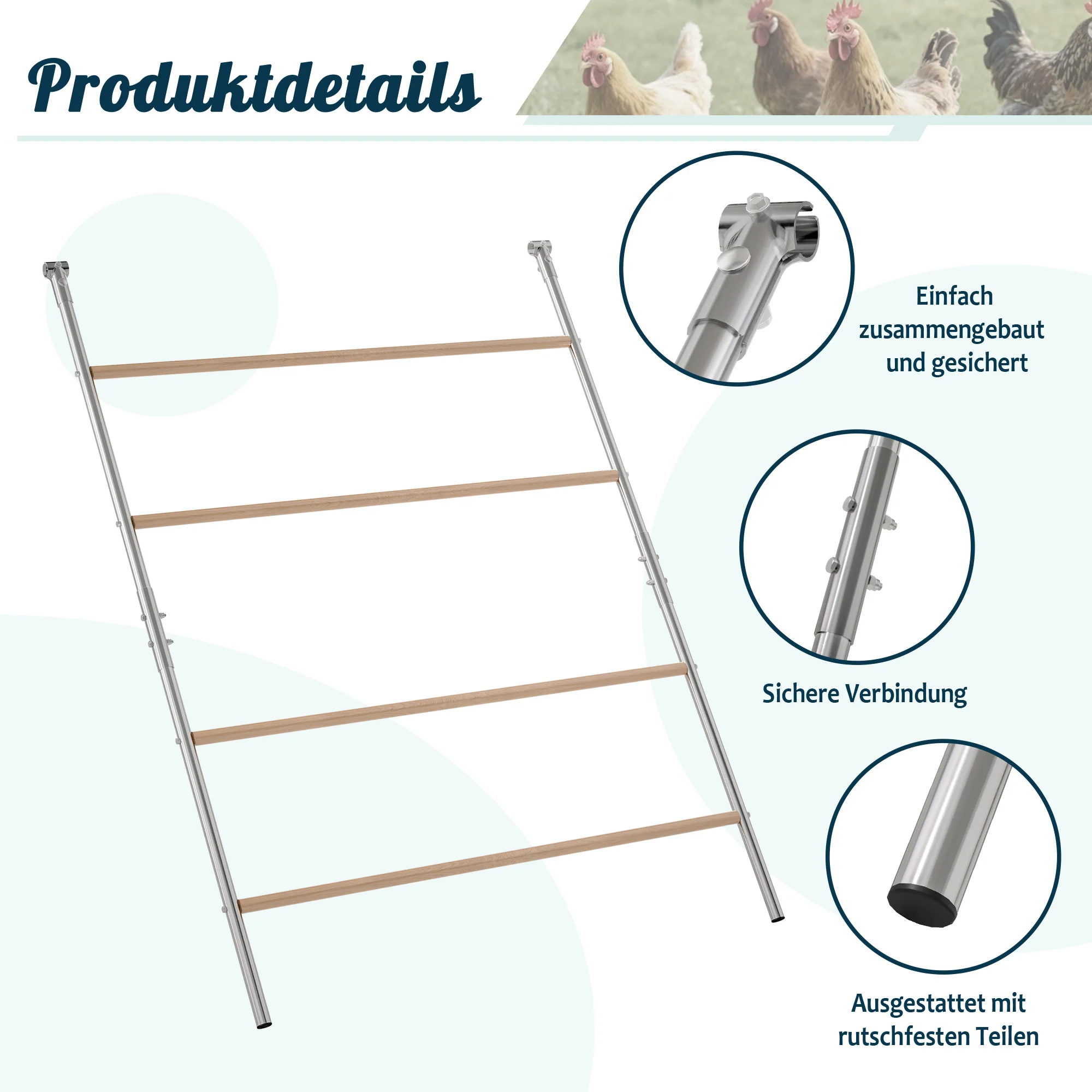 Chicken Coop 3x4m Perch Ladder Safety Lock UV Cover - Reinforced Steel - Image 4