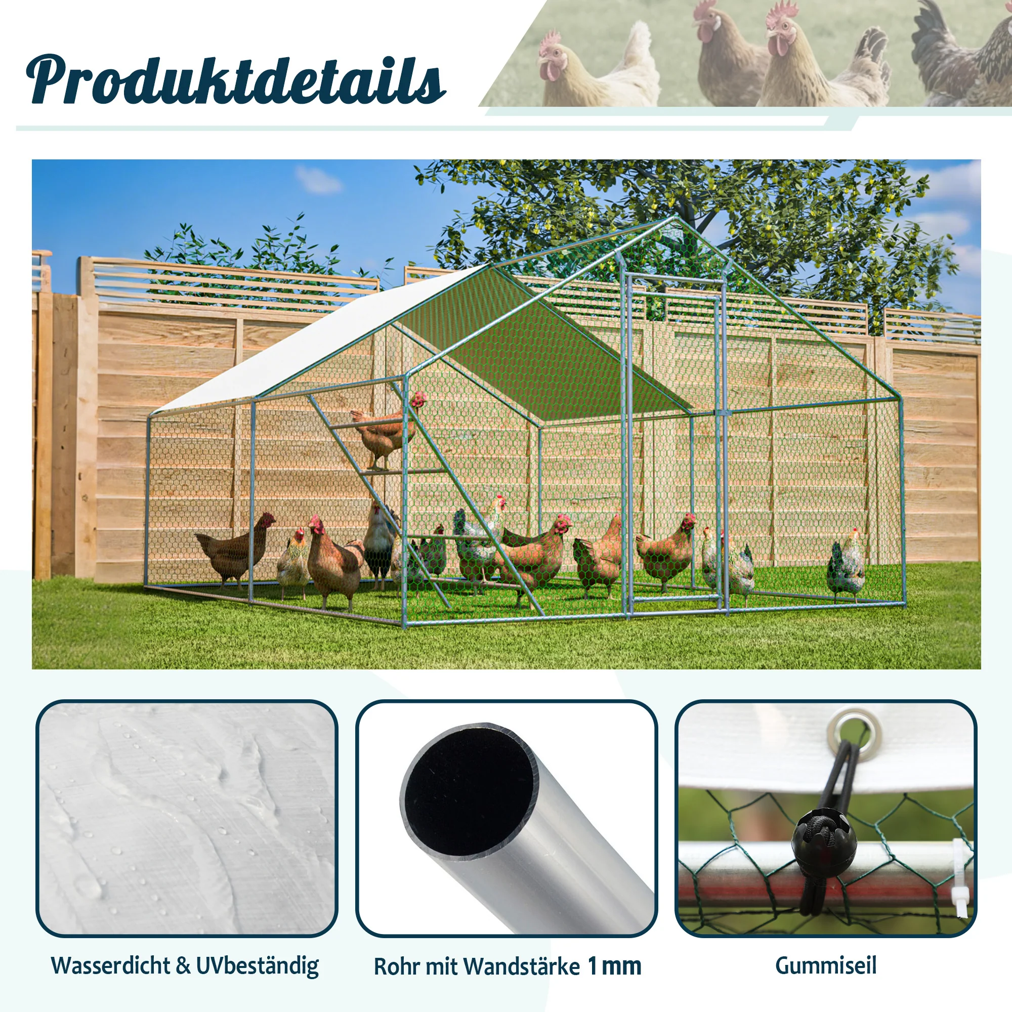 Chicken Coop 3x4m Perch Ladder Safety Lock UV Cover - Reinforced Steel - Image 5