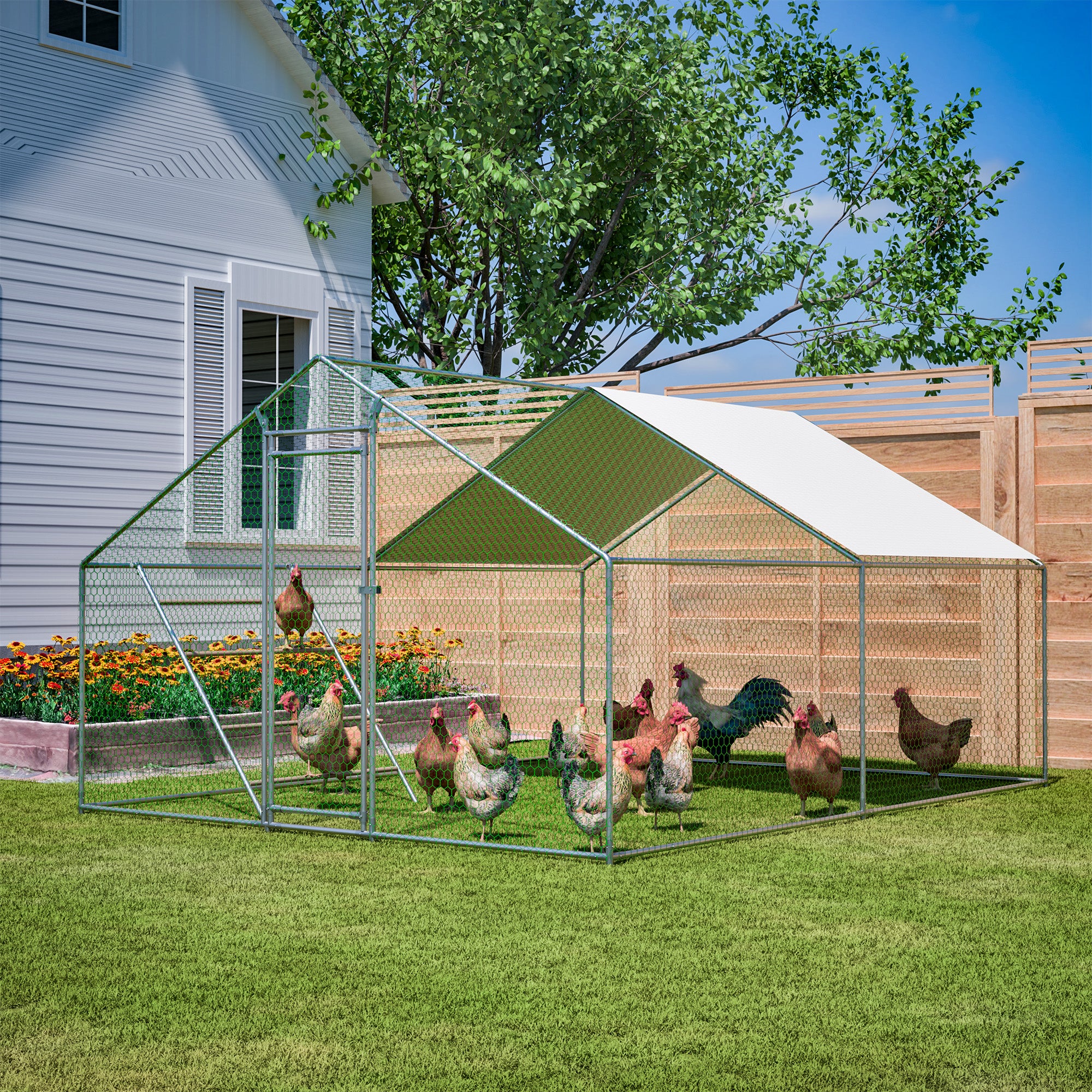 Chicken Coop 3x4m Perch Ladder Safety Lock UV Cover - Reinforced Steel - Image 9