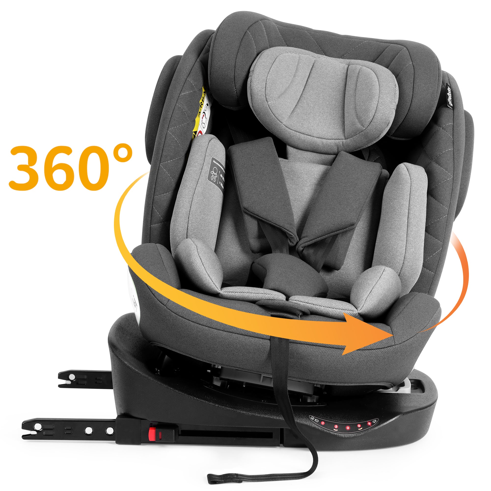 Child Car Seat 360° Rotating i-Size ISOFIX 40-150cm (0-36kg) Grey - Image 2