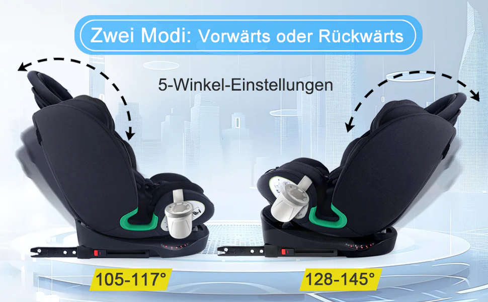 Child Car Seat i-Size 360° Rotatable ISOFIX 0-36kg with Sunshade and Cup Holder - Image 10