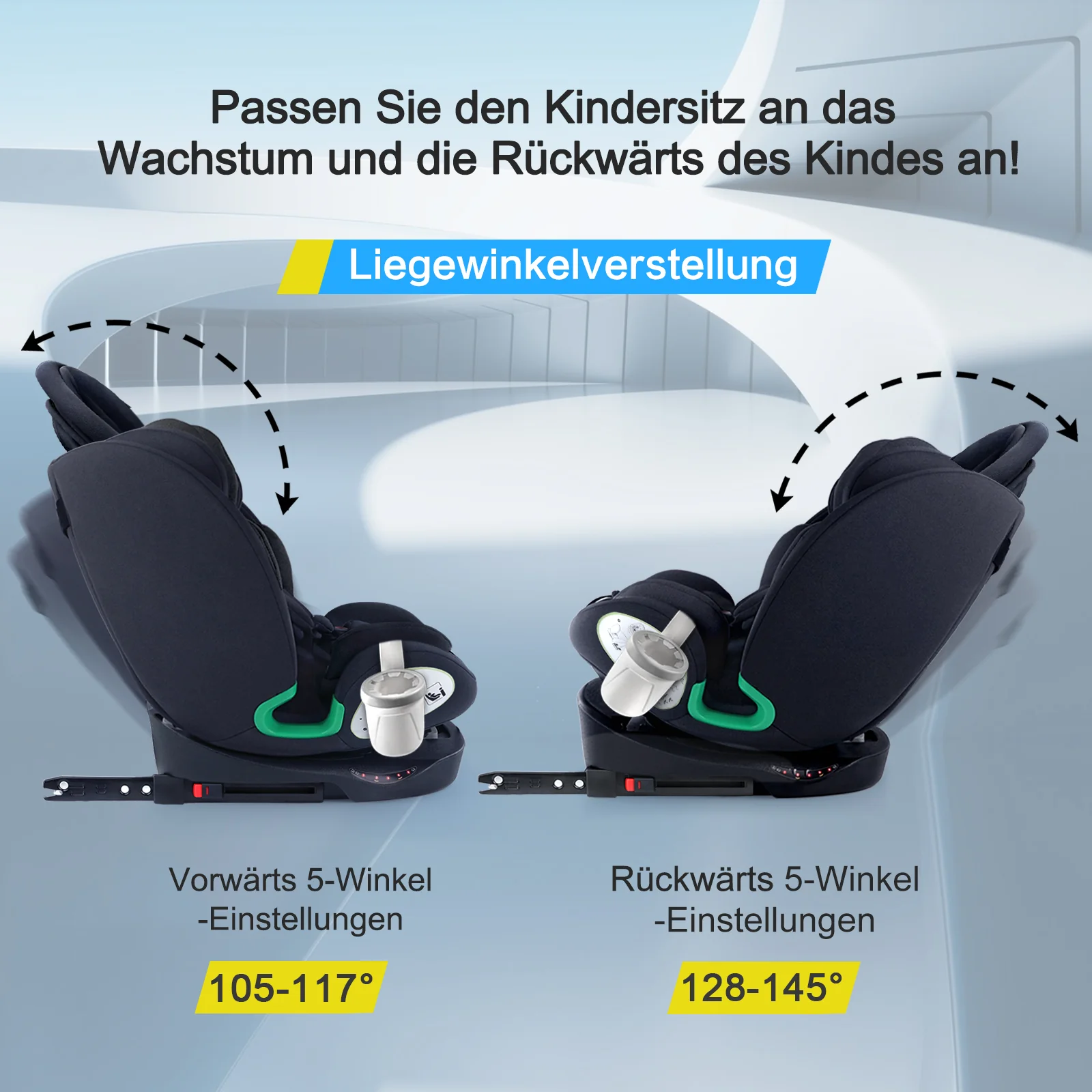 Child Car Seat i-Size 360° Rotatable ISOFIX 0-36kg with Sunshade and Cup Holder - Image 5