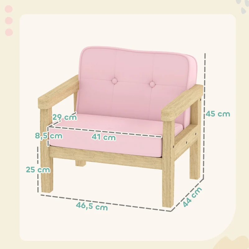 Children's Armchair Sofa Upholstered Wooden Frame for 3-8 Years Corduroy Pink - Image 3
