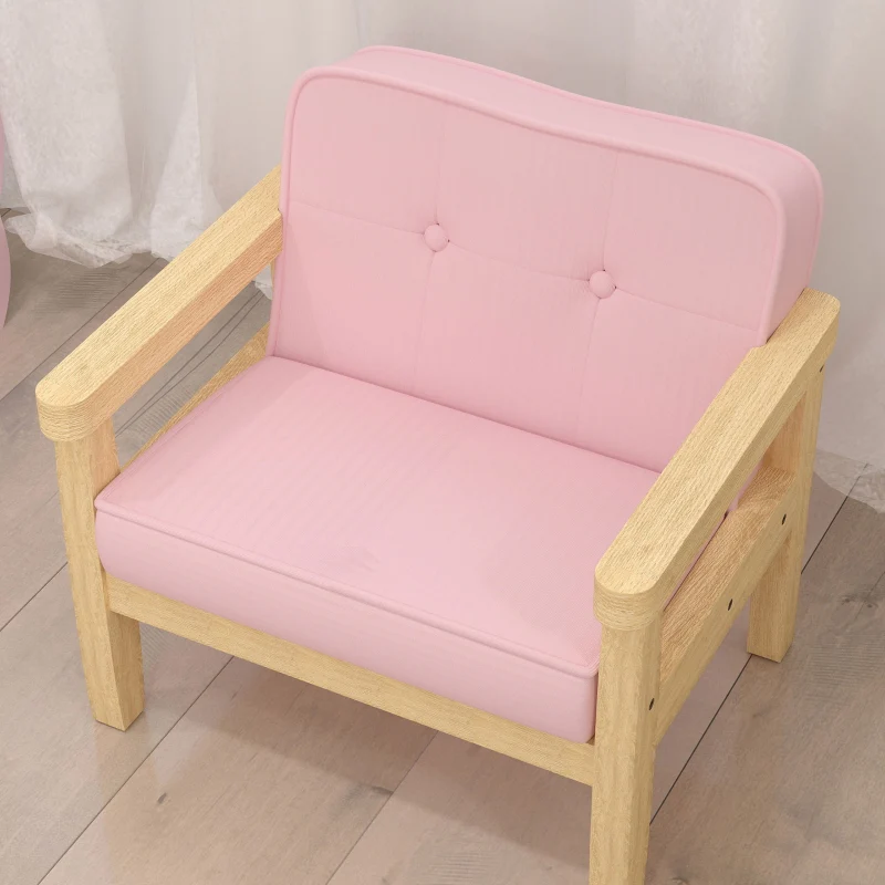 Children's Armchair Sofa Upholstered Wooden Frame for 3-8 Years Corduroy Pink - Image 8