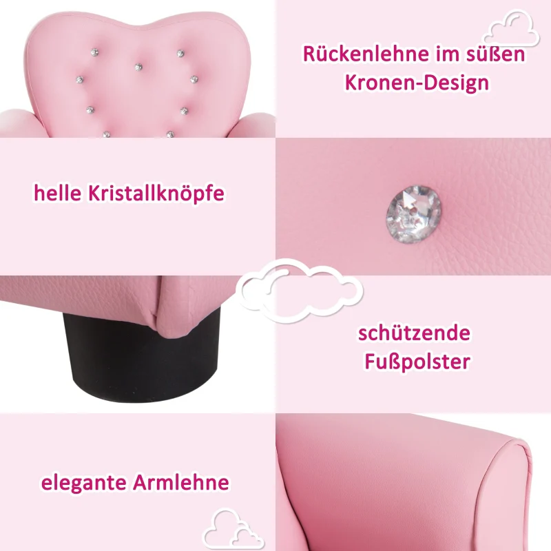 Children's Armchair Sofa Wood Legs Foam Cushion - Pink - Image 5