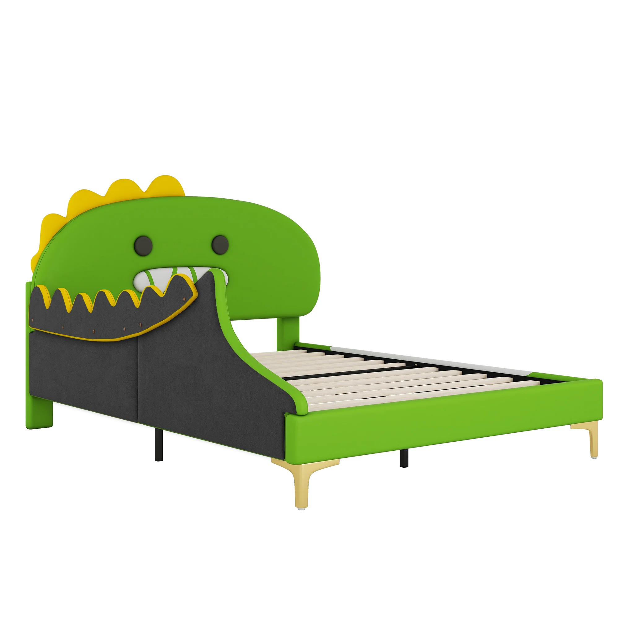 Children's Bed 140x200cm Dinosaur Shape PU - Green - Image 10
