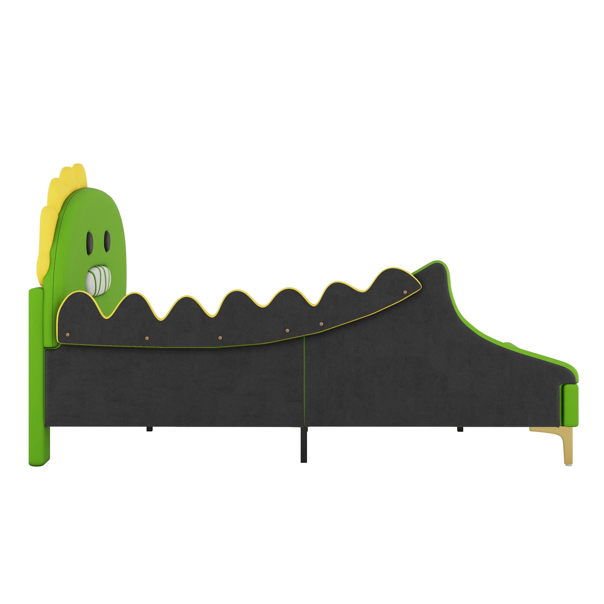 Children's Bed 140x200cm Dinosaur Shape PU - Green - Image 8