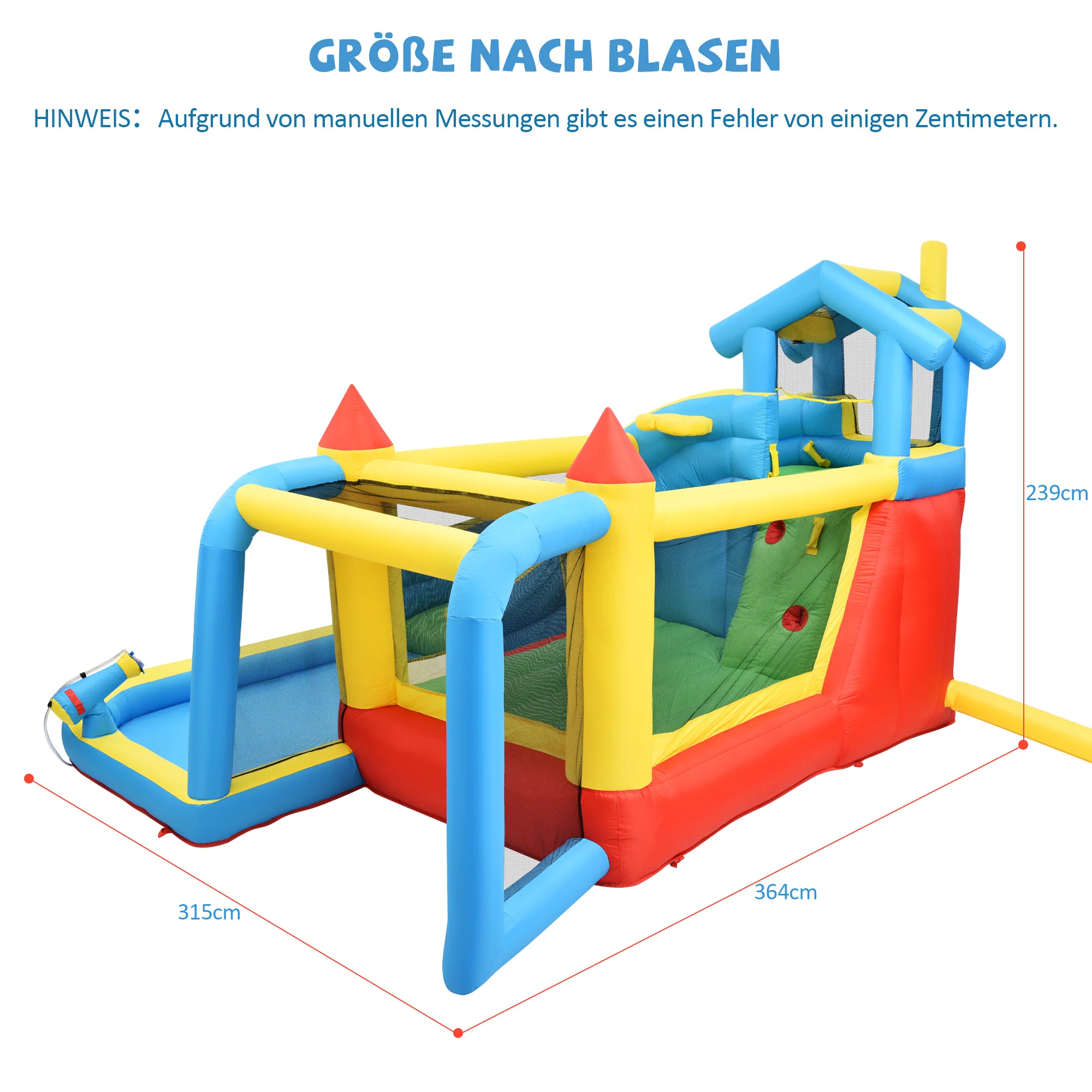 Children's Bouncy Castle, 5 in 1 inflatable outdoor castle with slide, jumping area, water pool, football net - Image 11