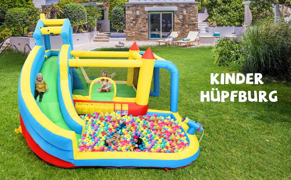 Children's Bouncy Castle, 5 in 1 inflatable outdoor castle with slide, jumping area, water pool, football net - Image 6