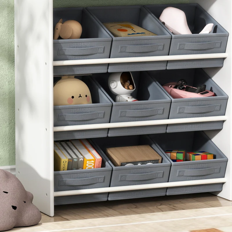 Children's Storage Shelf 11 Fabric Boxes Top Compartments - White - Image 8