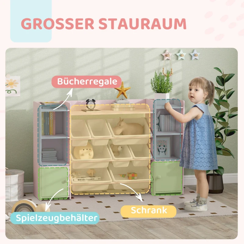 Children's Storage Shelf 8 Removable Boxes - Pink - Image 3