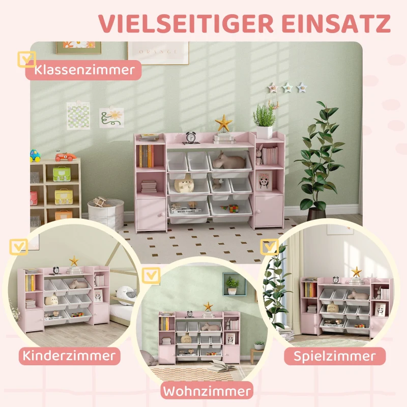 Children's Storage Shelf 8 Removable Boxes - Pink - Image 4