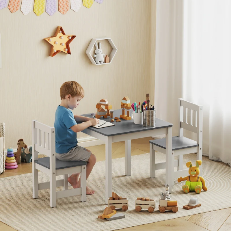Children's Table Set 3-Piece 56x52x48 cm - Grey - Image 2