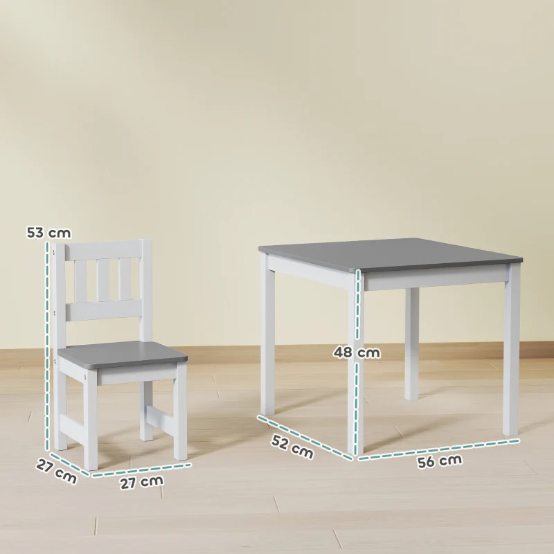 Children's Table Set 3-Piece 56x52x48 cm - Grey - Image 3