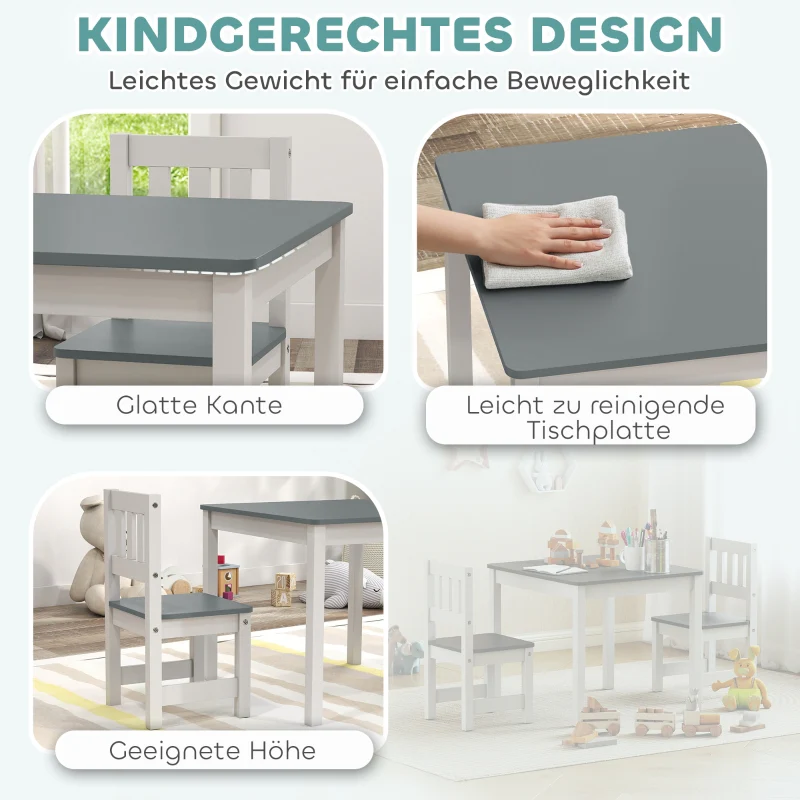 Children's Table Set 3-Piece 56x52x48 cm - Grey - Image 4