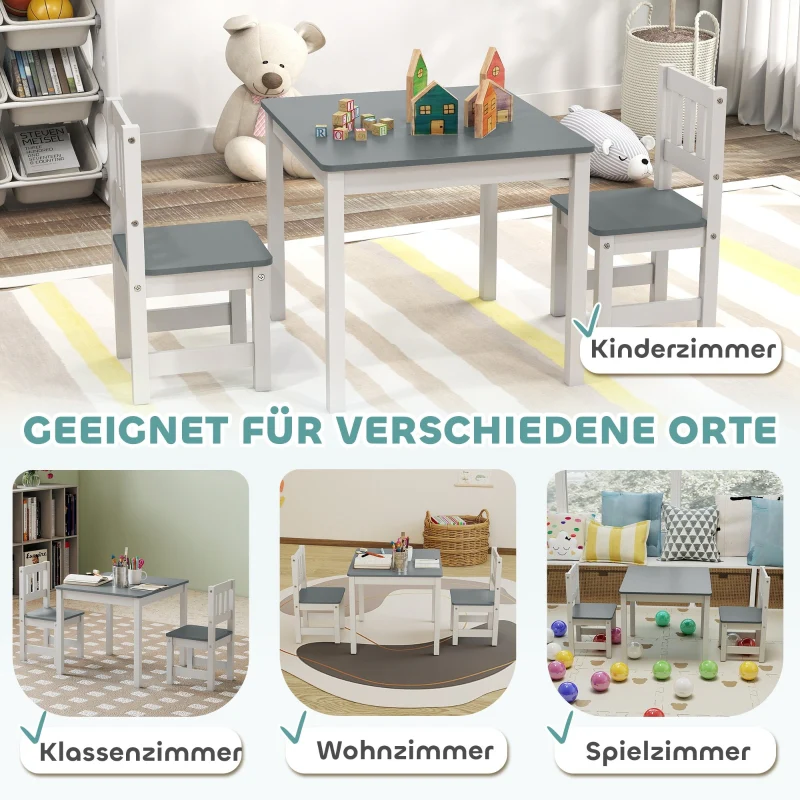 Children's Table Set 3-Piece 56x52x48 cm - Grey - Image 7
